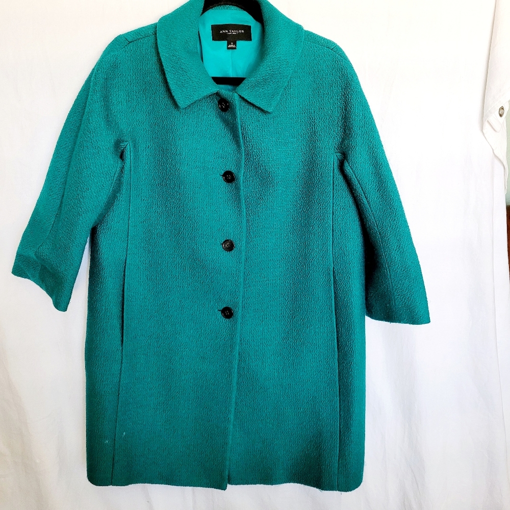 Ann Taylor Pea coat Size S Teal Green Springtime Cottagecore